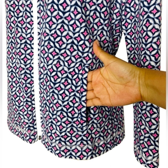 T by Talbots Full Zip Front Jacket Sweater Size P Multi Print Sporty Casual EUC - Picture 3 of 7